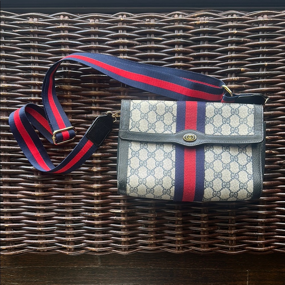 Gucci Monogram Crossbody with Red and Blue Strap